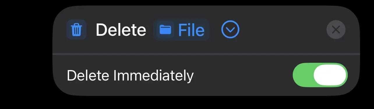 Delete immedietly screen